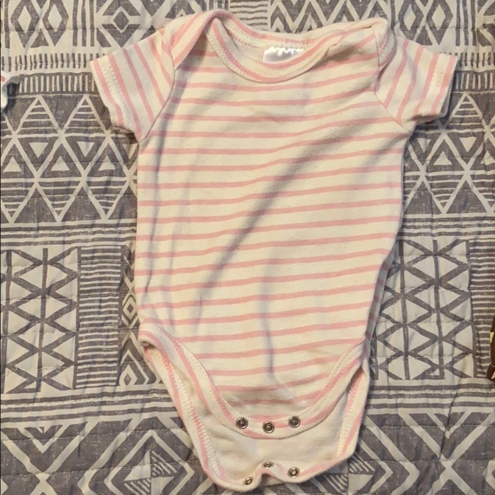 White with pink stripes onesie
